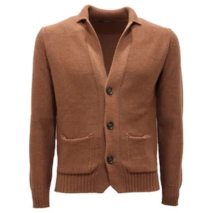 5879AF cardigan uomo ALPHA STUDIO light brown wool sweater man - Picture 1 of 4