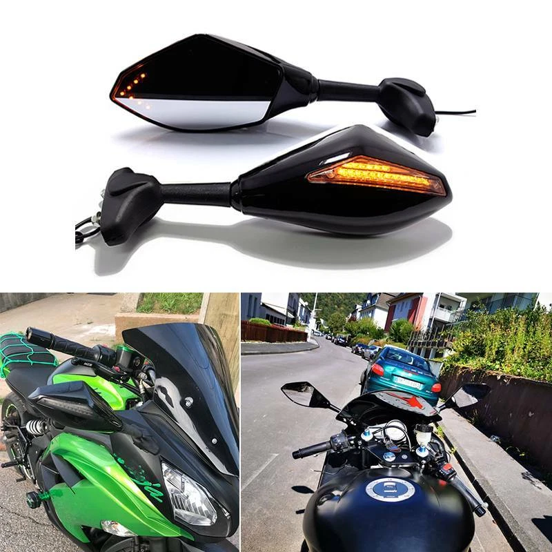 LED Turn Signal Mirrors For 2005 2006 2007 2008 2009 2010 KAWASAKI NINJA ZX10R A - Изображение 1 из 4