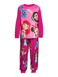 Disney Girls 100 Celebration 2pc Long Sleeve Pajama Sleepwear Loungewear Sz M 8 - Picture 1 of 5