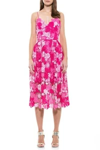 Alexia Admor Krissy Pink Floral Crochet Lace Dress Size 10 Orig $295 - Picture 1 of 3