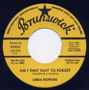LINDA HOPKINS  "AM I THAT EASY TO FORGET"/ "WONDERFUL"- BRUNSWICK PROMO  (M-) - Imagen 1 de 2