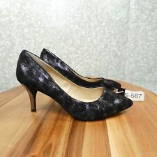 Antonio Melani Shoes Womens 9.5 M Black Silver Animal Print Mirrored Kitten Heel