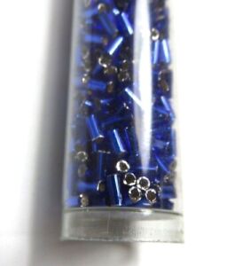 S/L DARK SAPPHIRE BLUE ~ #1 BUGLE ~ 3 Inch Tube ~ GLASS BEADS 