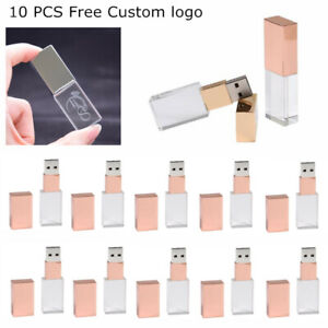 10 PCS/lot Free Custom Wedding photography Logo Crystal USB 2.0 Flash pen Drive