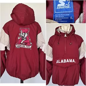 Vintage 90s Starter NCAA University Of Alabama Crimson Tide 1/2 Zip Jacket  XL - Picture 1 of 20