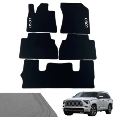 Original Carpets Fit Toyota Sequoia Car Floor Mats Black Velour Waterproof - Imagem 1 de 4