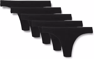 Iris & Lilly Damen Baumwolle Tanga Slips Größe 8 5er Pack schwarz - Bild 1 von 4