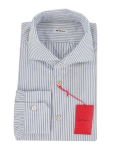 Kiton Light Blue Striped Cotton Shirt - Slim - 18/45 - (KT11142313) - Picture 1 of 4