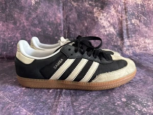 Adidas Samba OG Turnschuhe Damen Mädchen UK 5 Core Black Wonder White Silver Gum - Bild 1 von 9