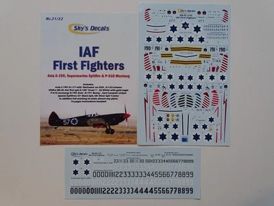Sky's decals 1/72 Israel AF First Fighters  Avia S-199, Spitfire & P-51D - Immagine 1 di 4