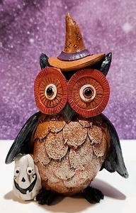 Gufo strega Halloween vintage con Jack-o-lantern fantasia spettrale carino 5" - Foto 1 di 7