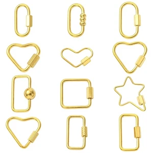 12x Stainless Steel Keychain Clasp Snap Clasps Screw Carabiner Lock Charms Gold - Picture 1 of 8