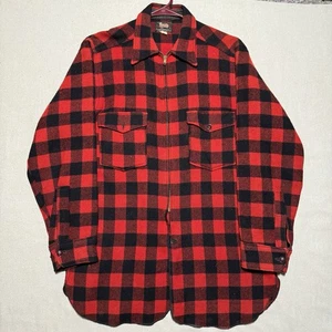 Woolrich Vintage Wool Full Zip Jacket Red Buffalo Plaid Size 33 Medium 50s 60s - Bild 1 von 6