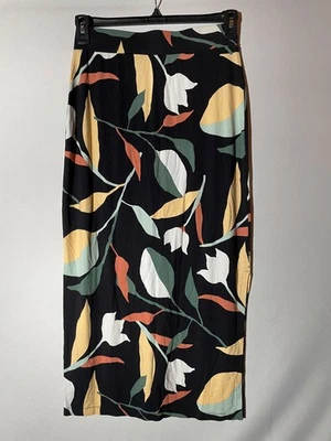 Maxi Falda Liz Claiborne Cintura Elástica Negra Estampado de Tulipán Elástica Lápiz Elastizada Talla Pequeña Foto 1 de 4