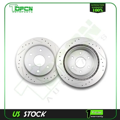 Rear Brake Rotors Drilled & Slotted For CHEVROLET SILVERADO 1500 2001 - 2004 Foto 1 de 4