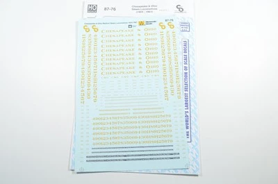 Microscale HO C&O 1924-1961 Steam Locomotives Gold Lettering Decal - 87-76 - Image 1 of 3