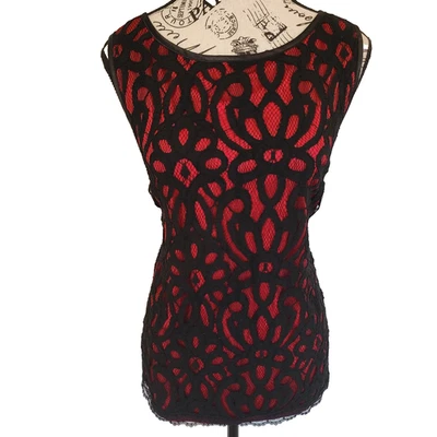 Blusa sin mangas AB STUDIO roja floral - talla XL Foto 1 de 4