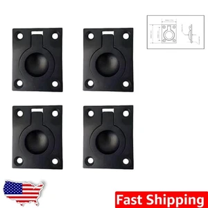 4er Pack mattschwarz massiv Messing bündig Ringgriffe, 36,5 x 45 mm, perfekt für Türen - Bild 1 von 3