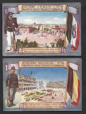 2 X 1910 NUGGET POLISH ALLIED SERIES TRADE CARDS POLICE WOMAN REVERSE # 17 & 18 - Image 1 of 2