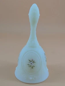 Fenton Bell Pink Flowers Custard Glass Hand Painted Donna R Signed Vintage - Picture 1 of 8