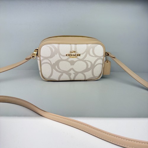 Borsa per fotocamera Coach Mini Jamie in tela firmata schizzo CBL94 oro avorio