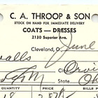 1939 C.A. THROOP & SON COATS-DRESSES CLEVELAND OHIO BILLHEAD STATEMENT Z3449