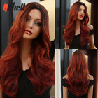 Brown To Wine Red Synthetic Wigs Long Wavy Wigs Middle Part Hair Wig Black Women