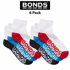 Mens Bonds Sport Socks 6 Pack Quarter Crew Active Running Comfort Soft S8221N