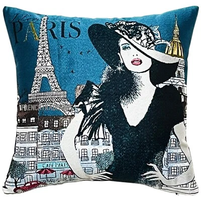 Handmade French Pillow Cover, I Love Paris 16 X 16 Made in France - Image 1 of 4