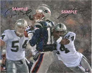 TOM BRADY CHARLES WOODSON NACHDRUCK FOTO 8X10 SIGNIERT SIGNIERT PATRIOTS RAIDERS - Bild 1 von 1