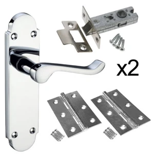 Epsom Internal Door Handle Pack - 2 Latch Door Handle Pack Hinges and Latch - Picture 1 of 3