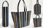 Blue Gray Beige Stripes Reusable Gift Bags and/or Tote Bags 
