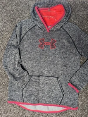 Under Armour Storm Hoodie Pullover Youth XL YXL Heather Gray Red Logo Sweatshirt - Image 1 of 4