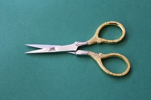 Fadenschere Nähschere Nostalgie 10,5 cm Schere Bastelschere vergoldet - Bild 1 von 3