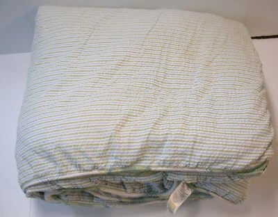 SOLO EDREDÓN Seersucker a rayas de algodón revierte a cuadros 2 looks ~ Doble 60 x 82 Foto 1 de 3