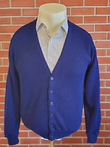 Kings Road Sears Mens XL Vintage 6-Button Acrylic Cardigan Sweater Navy Blue EUC - Picture 1 of 8