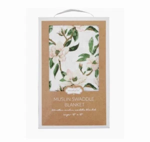 Mud Pie Baby Girls Magnolia Cotton Muslin Swaddle Blanket In Gift Box 47” X 47” - Picture 1 of 2