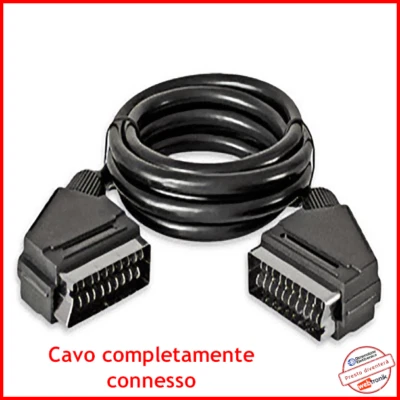 Cavo Scart Scart 1,5 metri Prolunga tv audio video Videoregistratore vhs 21 Poli - Immagine 1 di 3
