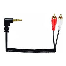 DC 90 Degree Angle 3.5mm TRS Male to 2 RCA Male Stereo Audio Coiled Spiral Cable