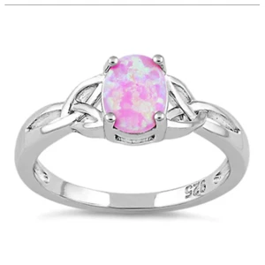 Australian Pink Opal Ring Solid 925 Sterling Silver Size 7 - Picture 1 of 12