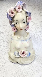 Victorian Lady Bust Figurine Cordey 5010 Porcelain Lace Ribbon Pink Blue - Picture 1 of 9