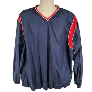 Rawlings Windbreaker Pullover Baseball Dugout Bullpen Jacket Size 2XL Blue Red - Picture 1 of 9