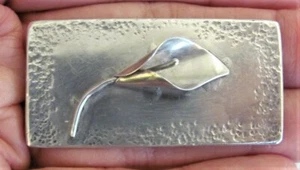 VTG Large Sterling Silver 925 Brooch 2" x 1" Pin Calla Lily Modernist 13.84 gram - Picture 1 of 6