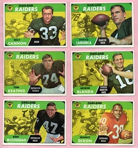 Oakland Raiders 1968 Topps 6 Karten Lot Lamonica Blanda Dixon Cannon VGEX+ *wm - Bild 1 von 2