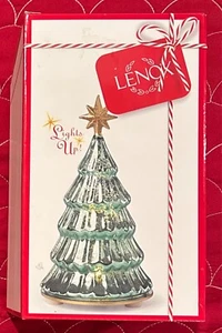 Lenox Christmas Radiant Light Glass Pine Tree Figurine Lights Up NIB Tested Work - Picture 1 of 5