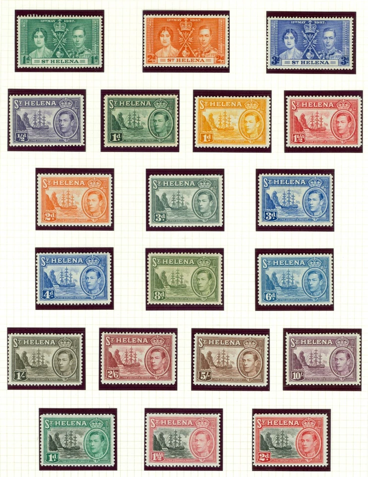 SG 131-140 Santa Elena 1938-44. Juego de 14 1/2d a 10/-. Fina montada como nueva CAT £140 Foto 1 de 1