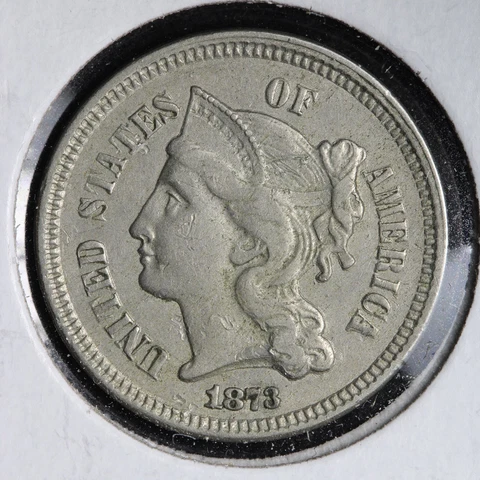 1873 Three Cent Nickel Piece CHOICE XF E130 KB Cover