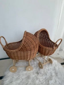 NEW natural wicker doll pram baby doll carriage doll stroller handmade doll pram - Picture 1 of 5