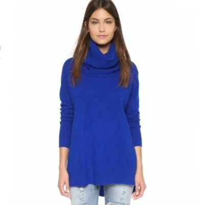 Suéter feminino Diane Von Furstenberg pequeno azul Ahiga gola alta cashmere FALHAS - Imagem 1 de 4
