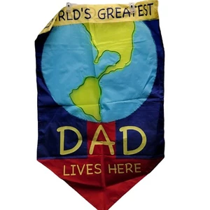 Hof Flagge Worlds Greatest Dad Vatertag Globus 27,5 x 43,5  - Bild 1 von 4